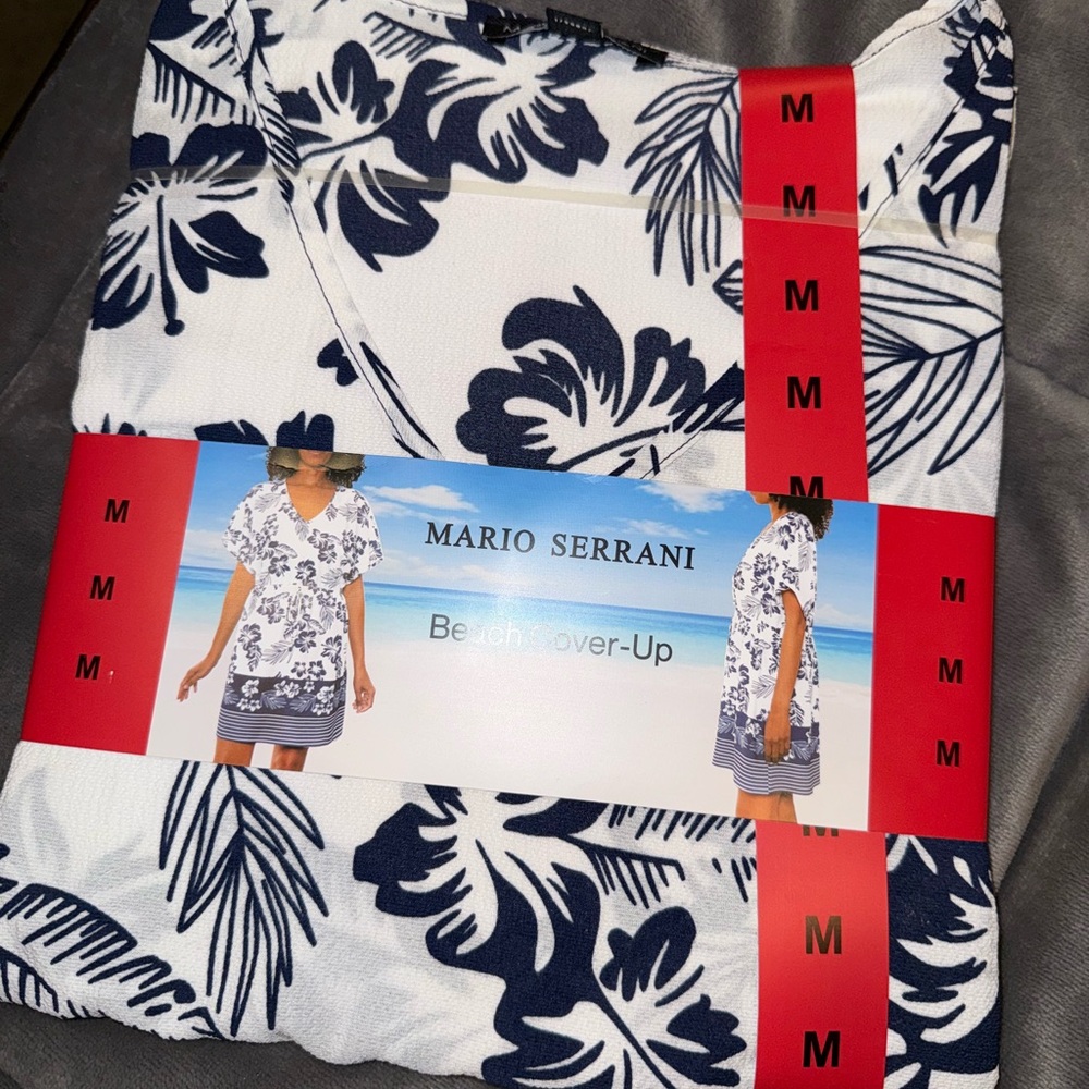 Mario Serrani Blue and White Beach Cover-Up Dress